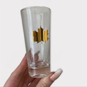 3/$15 Clear Tall Shot Glass With Gold Maple Leaf